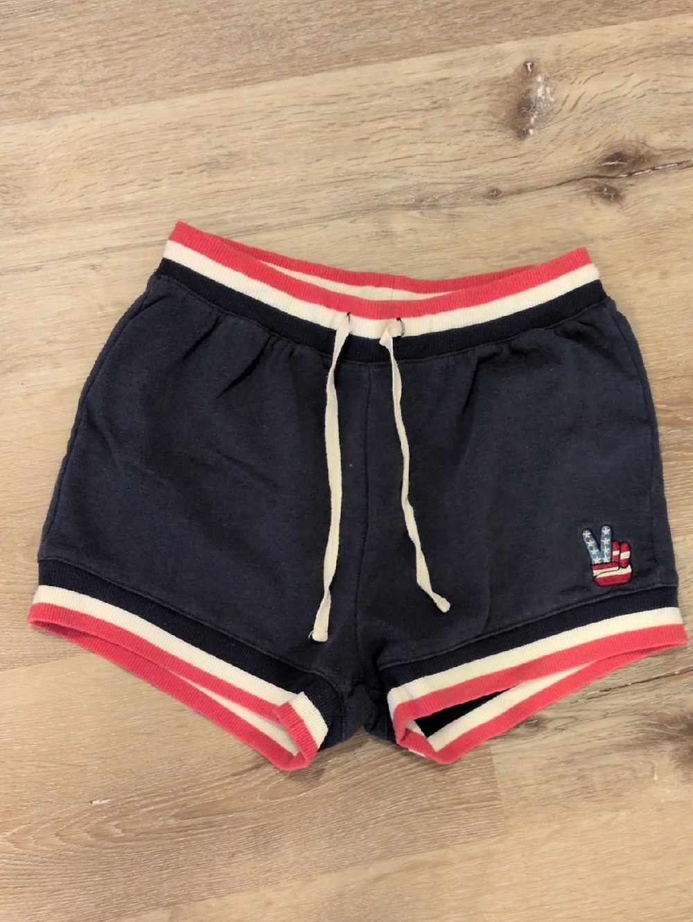 Junk Food Clothing Navy Athletic Shorts with Red and Cream Trim
